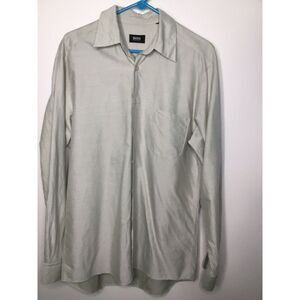 HUGO BOSS Men's size L Gray shirt button down Long Slv SlimFit Dress Shirt 16,5/